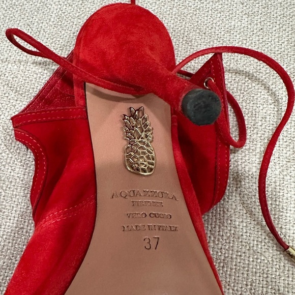 Aquazzura Red Stiletto Heels with Lace-Up Design size 37 made in Italy - Picture 9 of 14